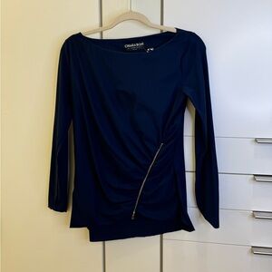 Chiara Boni Blue long sleeve shirt with zip up